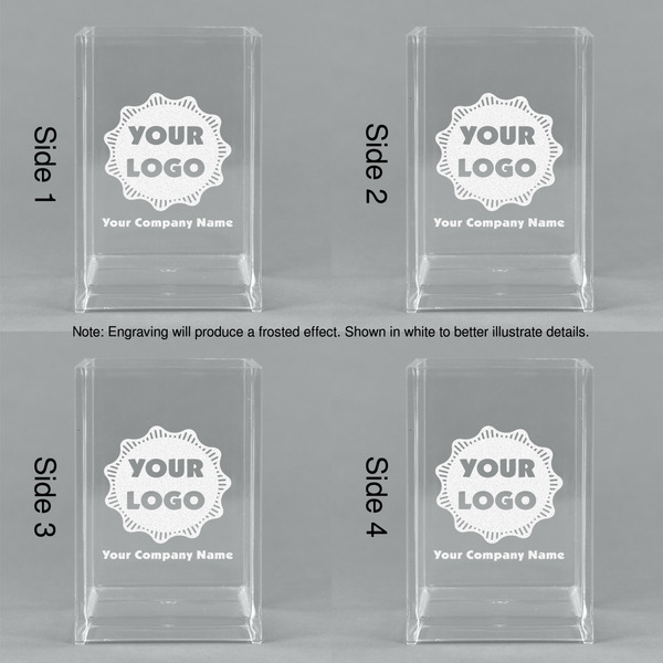 Logo & Company Name Acrylic Pen Holder - All Sides