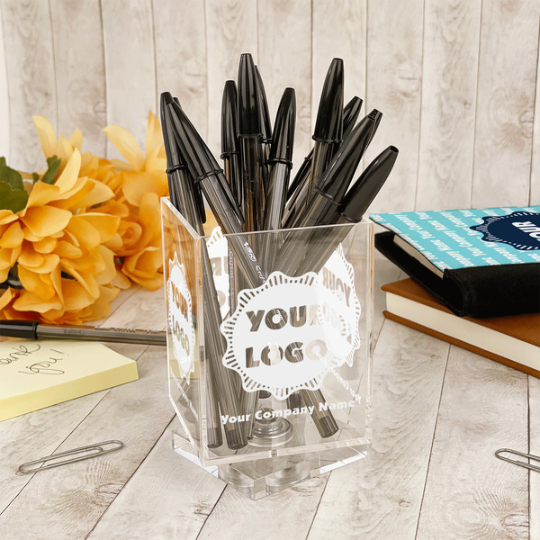 Logo & Company Name Acrylic Pencil Holder - IN CONTEXT