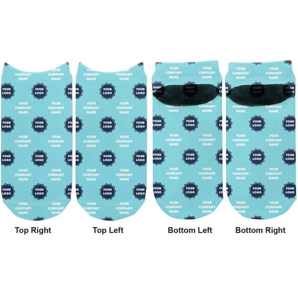 Logo & Company Name Adult Ankle Socks - Double Pair - Front and Back - Apvl