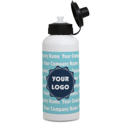 Logo & Company Name Water Bottles - Aluminum - 20 oz - White