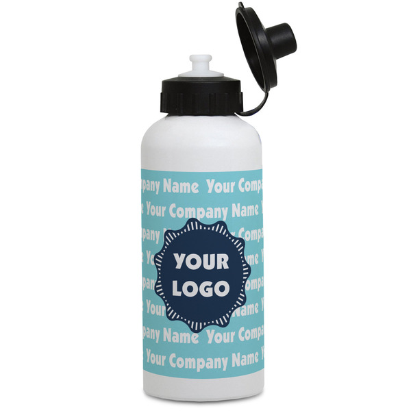 Custom Logo & Company Name Water Bottles - Aluminum - 20 oz - White