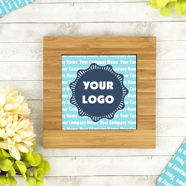Logo & Company Name Bamboo Trivet with 6" Tile - LIFESTYLE