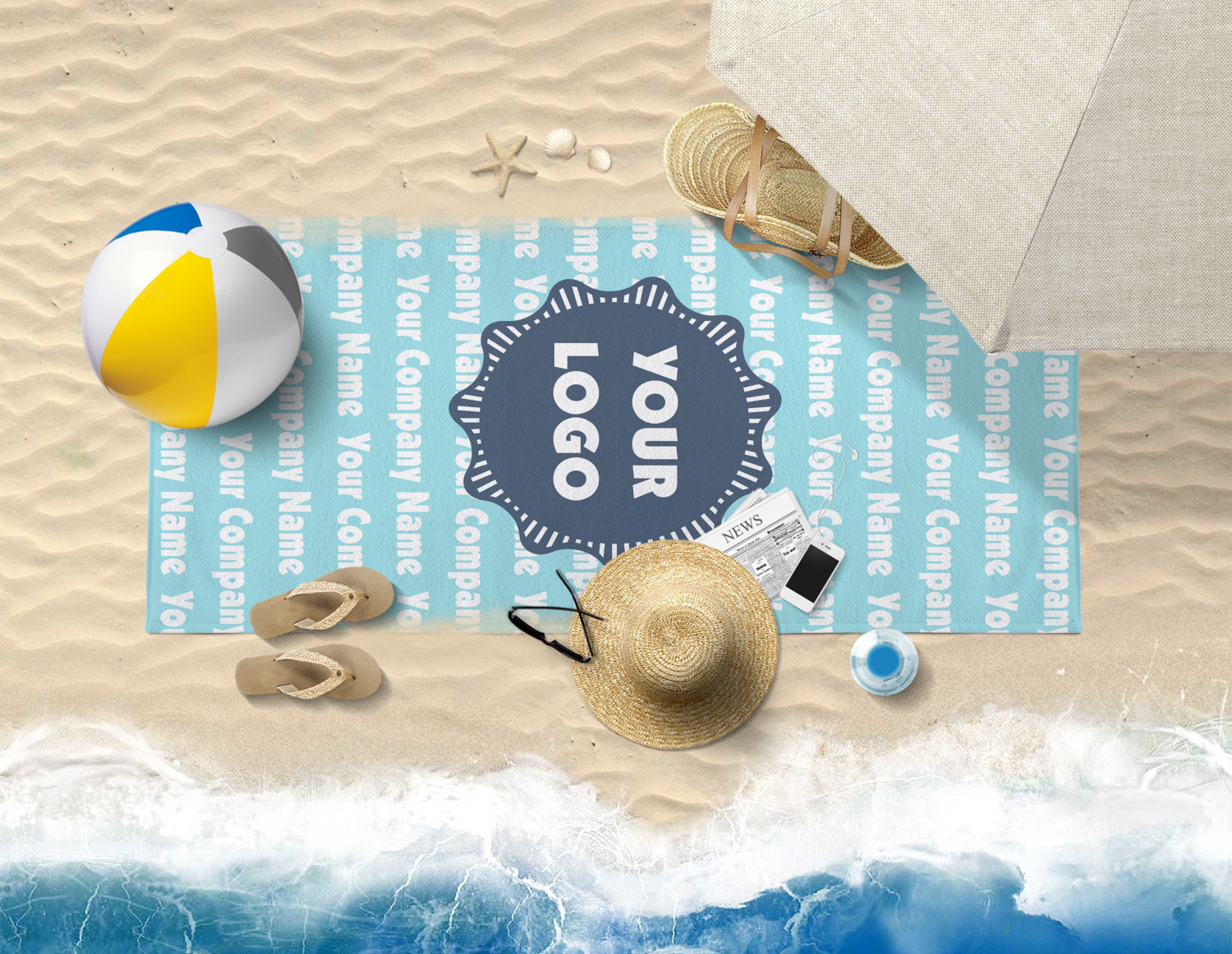 Logo & Company Name Beach Towel (Personalized) YouCustomizeIt