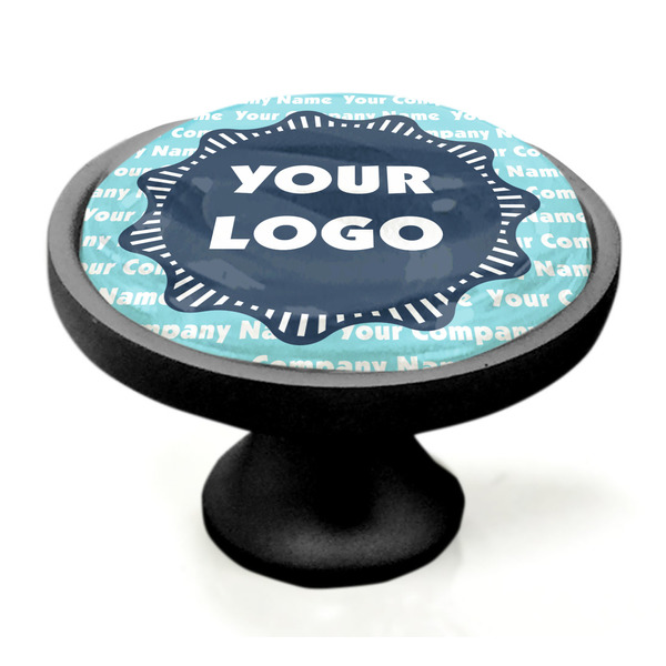 Logo & Company Name Black Custom Cabinet Knob (Side)