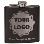 Logo & Company Name Black Flask Set (Personalized)