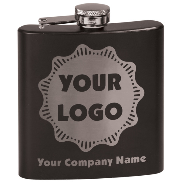 Custom Logo & Company Name Black Flask Set