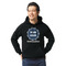 Logo & Company Name Black Hoodie on Model - Front