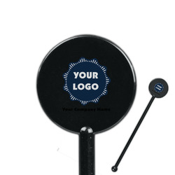 Logo & Company Name 5.5" Round Plastic Stir Sticks - Black - Double-Sided