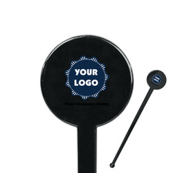 Logo & Company Name 7" Round Plastic Stir Sticks - Black - Single-Sided