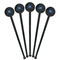 Logo & Company Name Black Plastic 7" Stir Stick - Round - Fan View