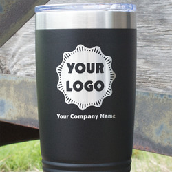 Logo & Company Name 20 oz Stainless Steel Tumbler - Black - Double-Sided