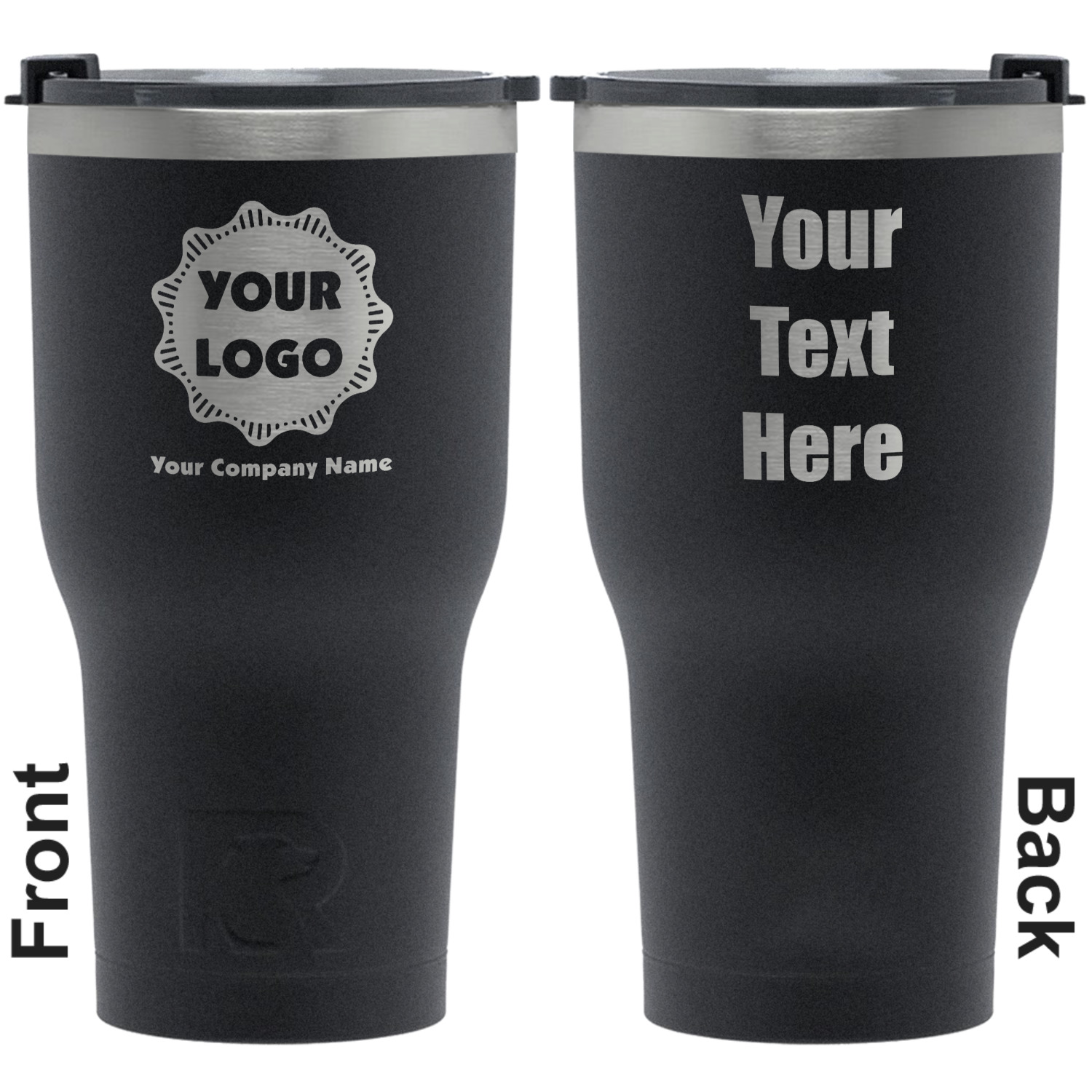 Logo & Company Name RTIC Tumbler Black Engraved Front & Back