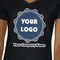 Logo & Company Name Black V-Neck T-Shirt on Model - CloseUp