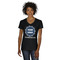 Logo & Company Name Black V-Neck T-Shirt on Model - Front