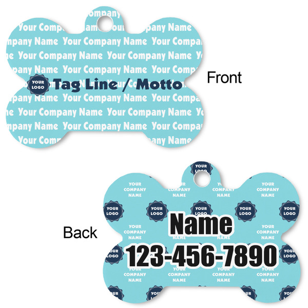 Logo & Company Name Bone Shaped Dog Tag - Front & Back