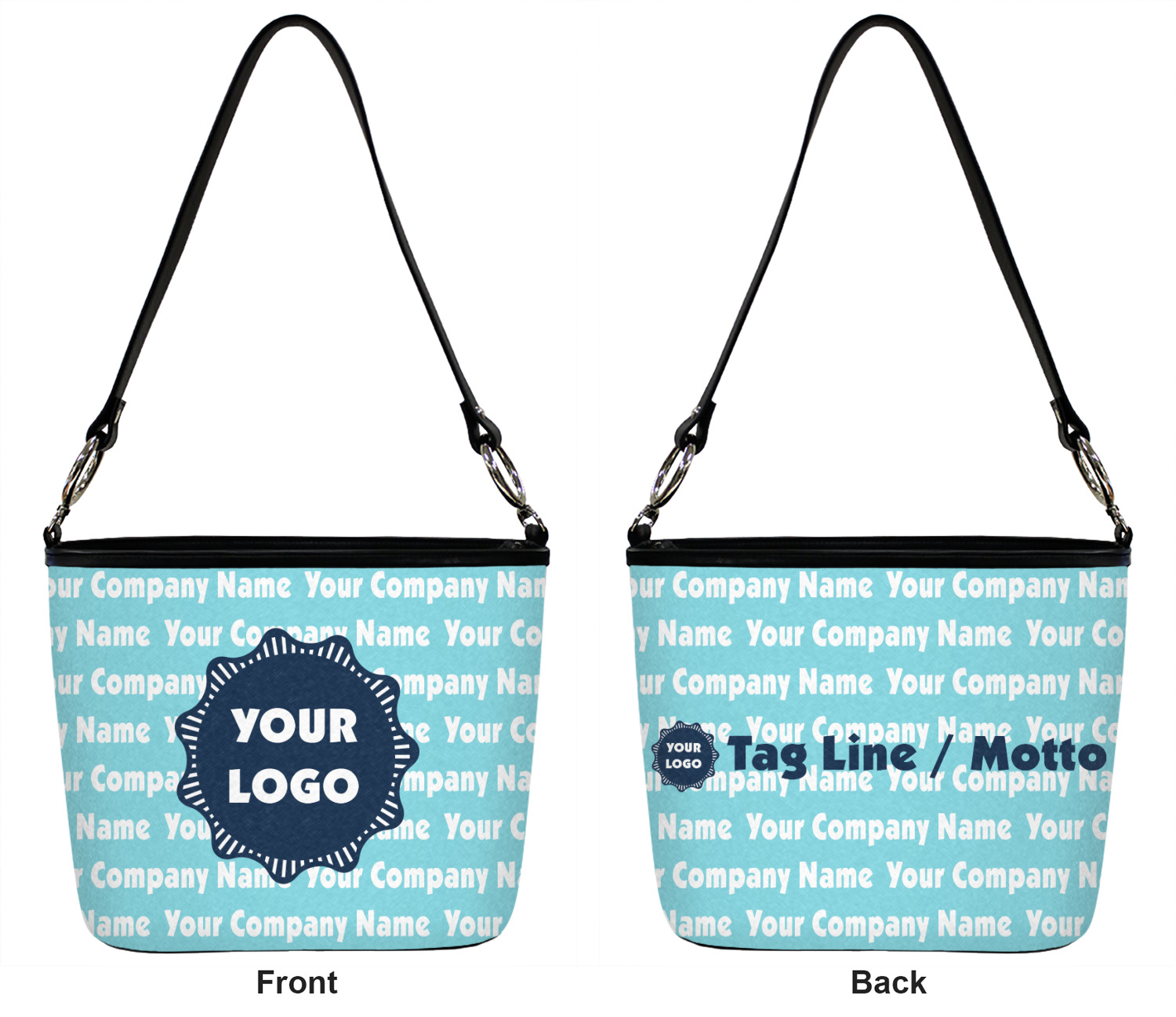 Logo & Company Name Bucket Bag w/ Genuine Leather Trim - Large - Front & Back (Personalized ...