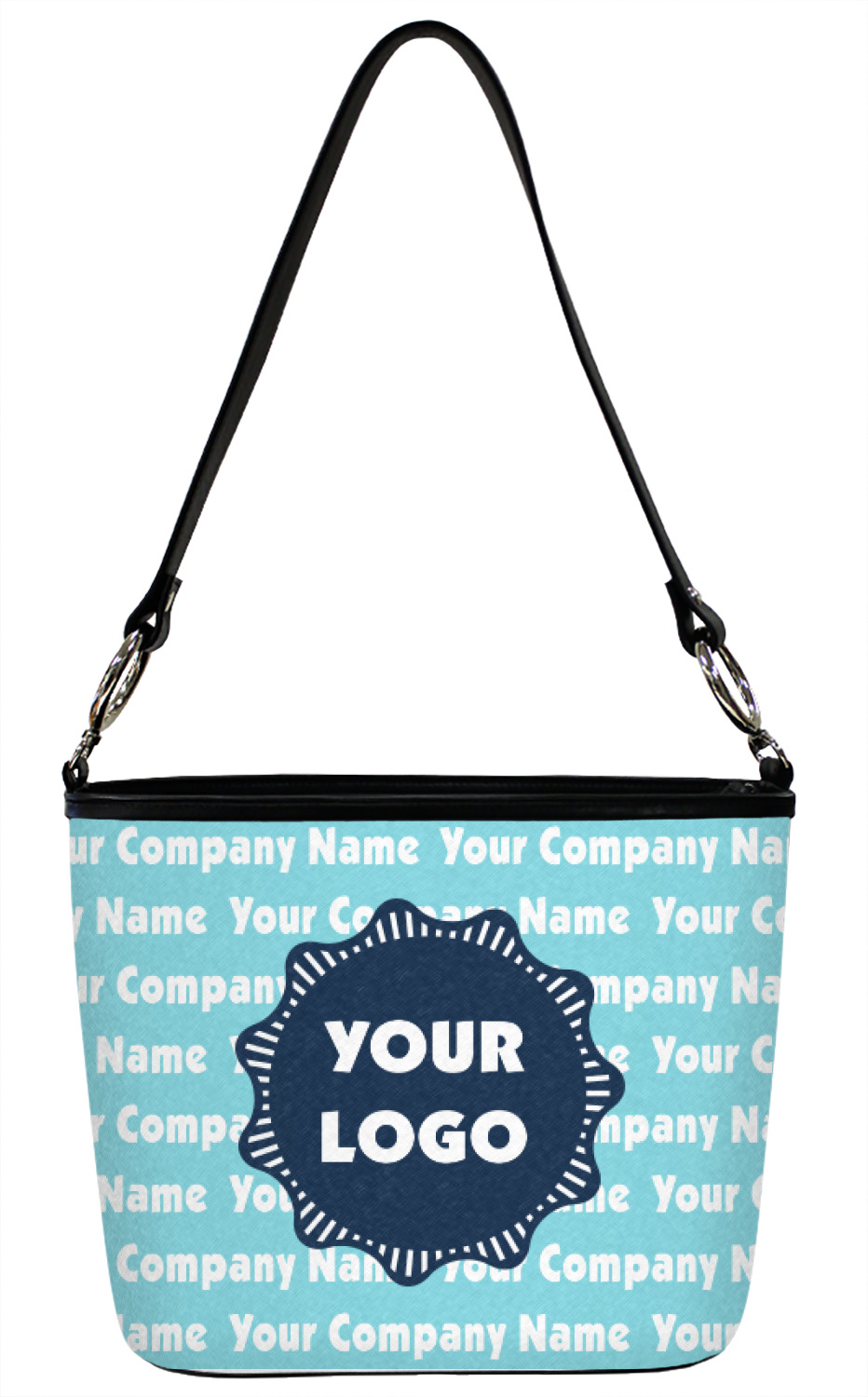 Logo & Company Name Bucket Bags w/ Genuine Leather Trim - Large - Front (Personalized ...