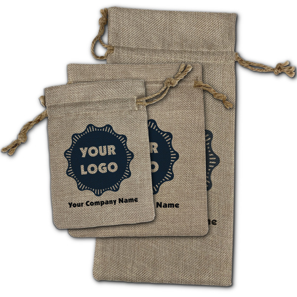 Logo & Company Name Burlap Gift Bags - (PARENT MAIN) All Three