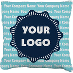 Logo & Company Name Faux-Linen Throw Pillow 16"