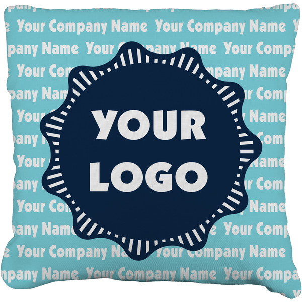 Custom Logo & Company Name Faux-Linen Throw Pillow 16"