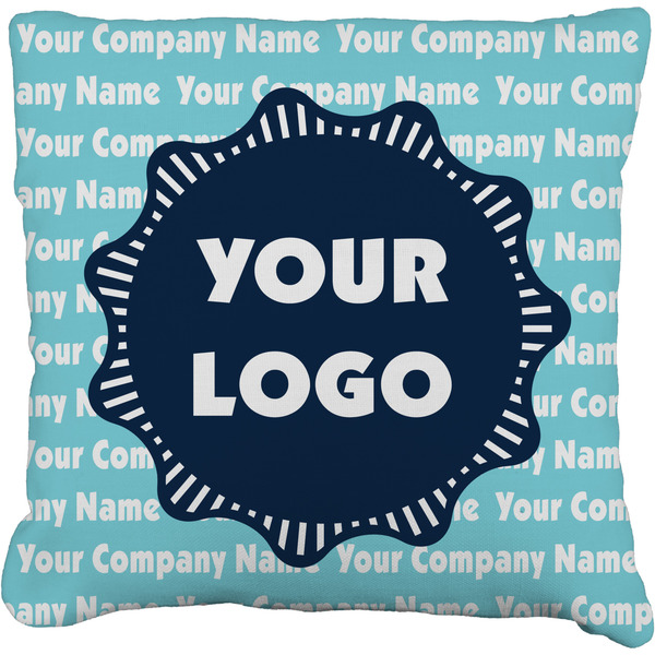 Custom Logo & Company Name Faux-Linen Throw Pillow 18"