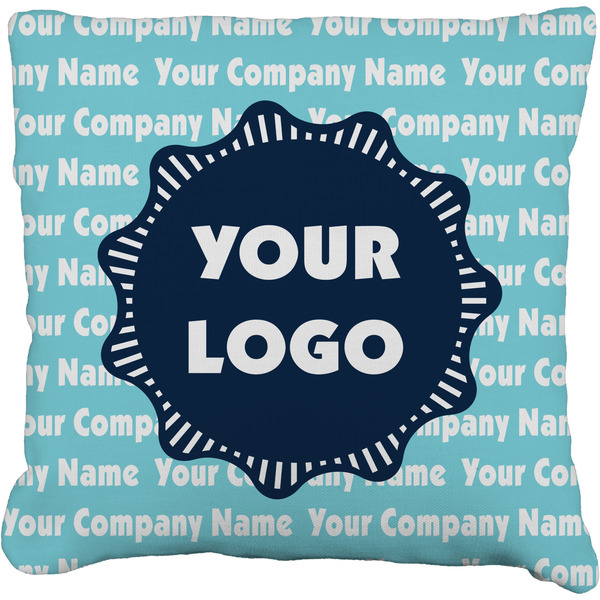 Custom Logo & Company Name Faux-Linen Throw Pillow 20"