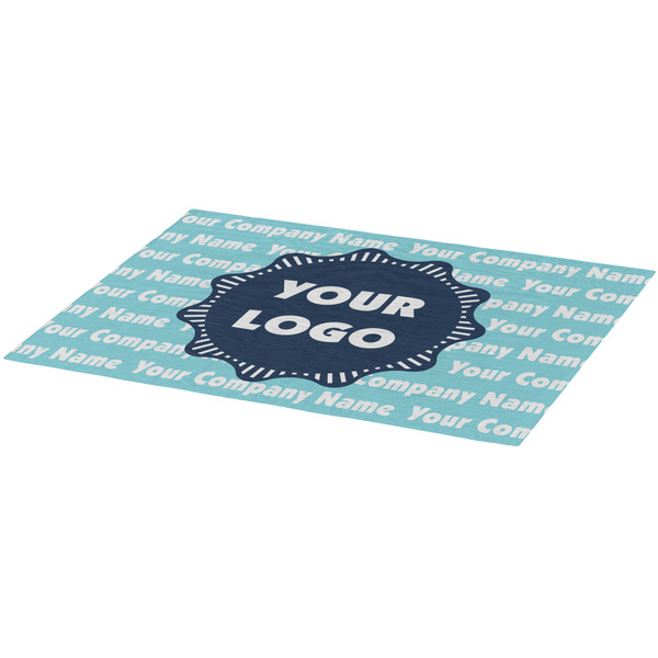 Logo & Company Name Burlap Placemat (Angle View)
