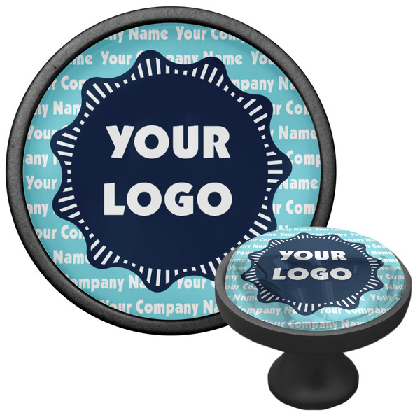 Logo & Company Name Cabinet Knob - Black - Multi Angle