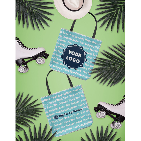 Logo & Company Name Canvas Tote Lifestyle Front and Back- 13x13