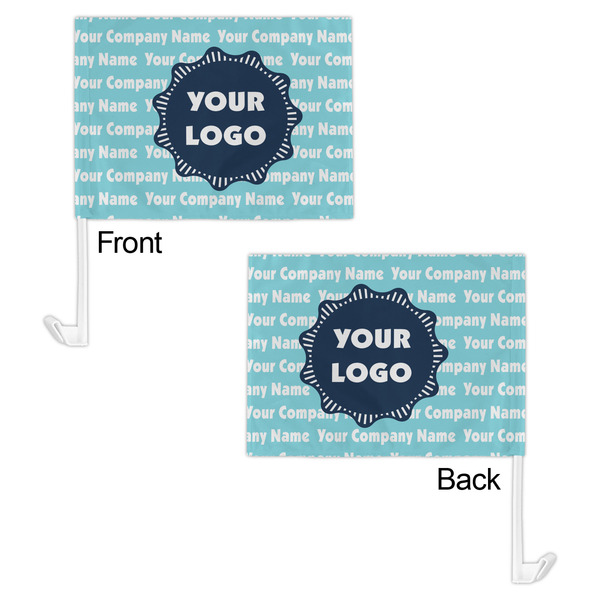 Logo & Company Name Car Flag - 11" x 8" - Front & Back View