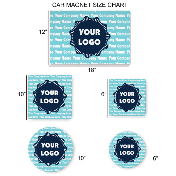 Logo & Company Name Car Magnets - SIZE CHART