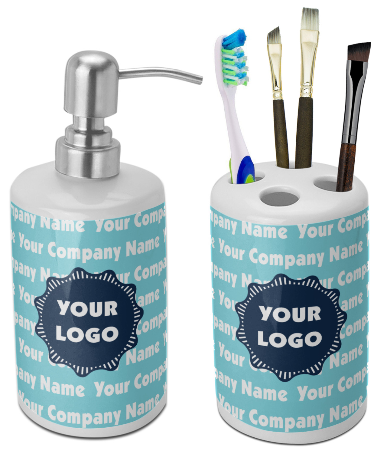 Logo & Company Name Ceramic Bathroom Accessories Set YouCustomizeIt