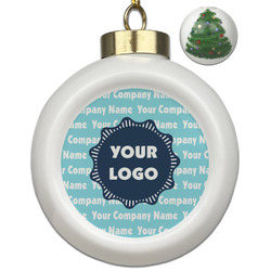 Logo & Company Name Ceramic Ball Ornament - Christmas Tree