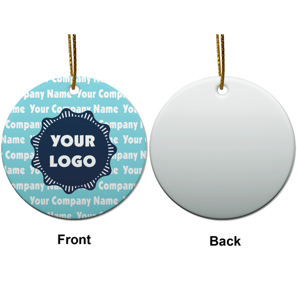 Logo & Company Name Ceramic Flat Ornament - Circle Front & Back (APPROVAL)