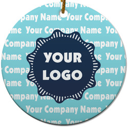 Logo & Company Name Round Ceramic Ornament