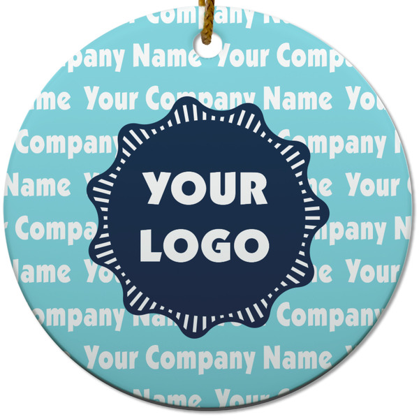Logo & Company Name Ceramic Flat Ornament - Circle (Front)
