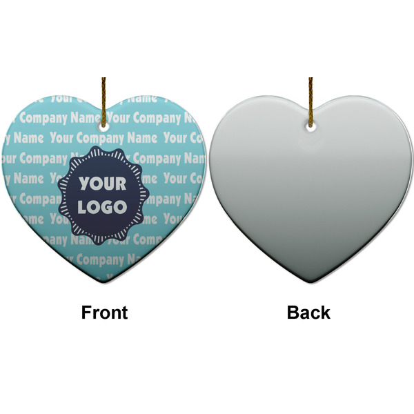 Logo & Company Name Ceramic Flat Ornament - Heart Front & Back (APPROVAL)