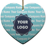 Logo & Company Name Heart Ceramic Ornament