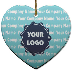 Logo & Company Name Heart Ceramic Ornament