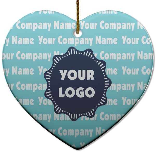 Custom Logo & Company Name Heart Ceramic Ornament