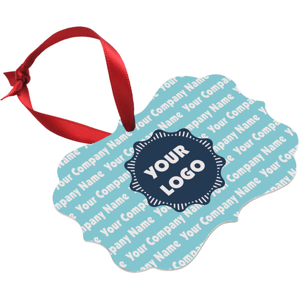 Logo & Company Name Christmas Ornament (Angle View)