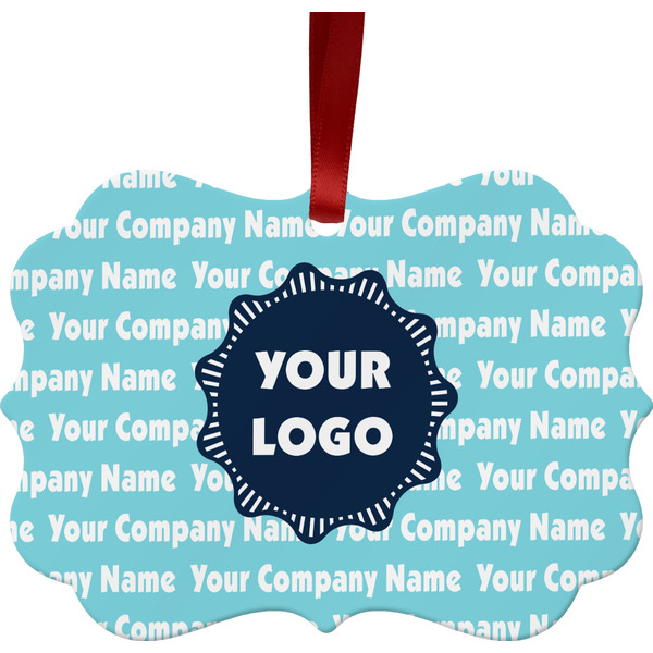 Custom Logo & Company Name Metal Frame Ornament - Double-Sided