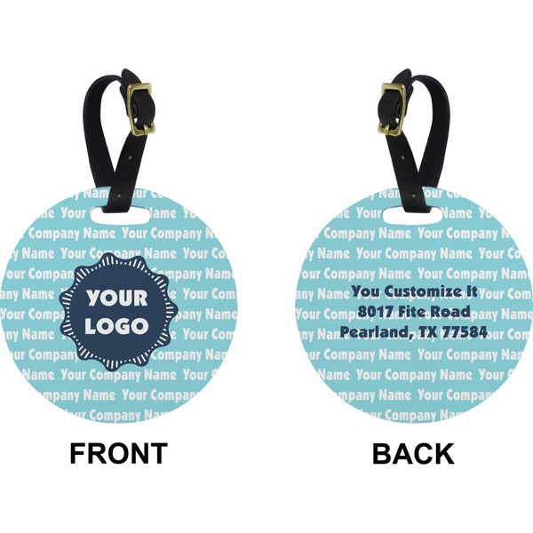 Logo & Company Name Circle Luggage Tag (Front + Back)
