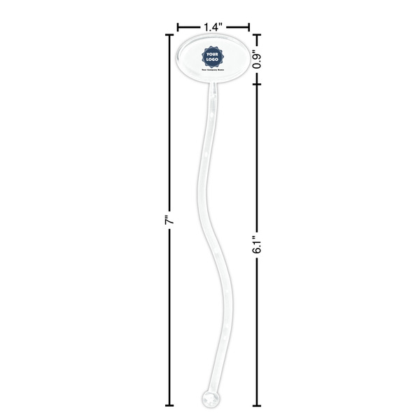 Logo & Company Name Clear Plastic 7" Stir Stick - Oval - Dimensions