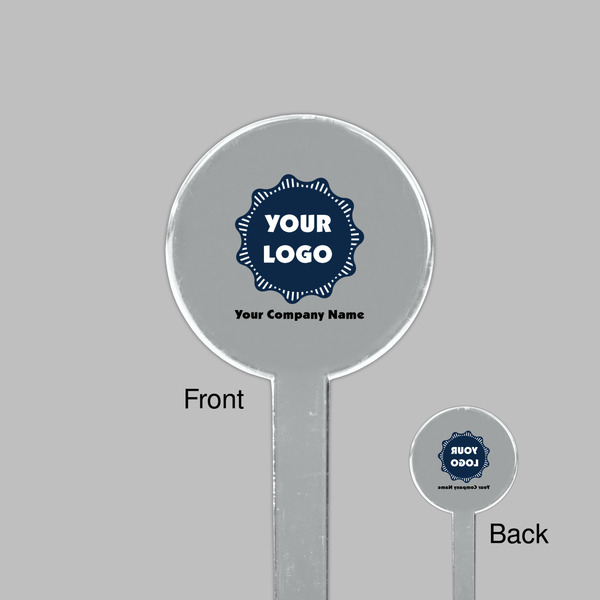Logo & Company Name Clear Plastic 7" Stir Stick - Round - Front & Back