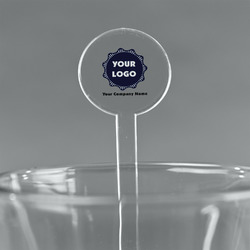 Logo & Company Name 7" Round Plastic Stir Sticks - Clear