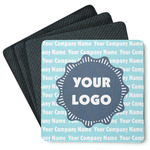 Logo & Company Name Square Rubber Backed Coasters - Set of 4