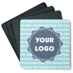 Logo & Company Name Square Rubber Backed Coasters - Set of 4 (Personalized)