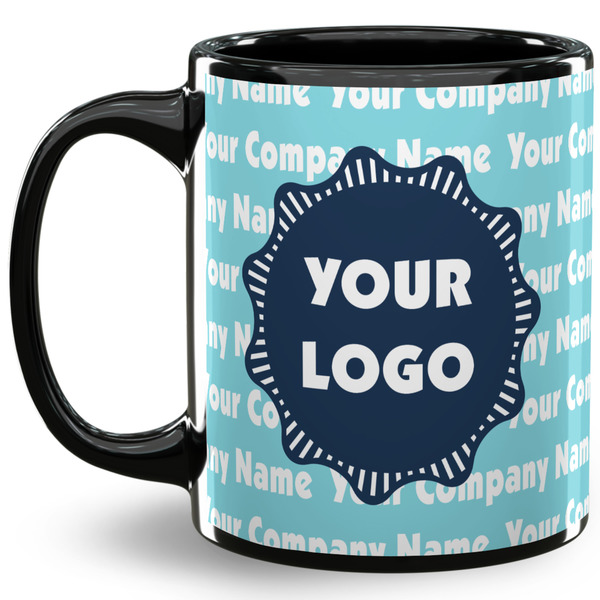 Custom Logo & Company Name 11 oz Coffee Mug - Black