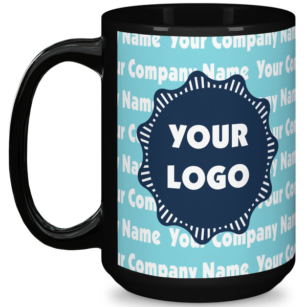 Custom Logo & Company Name 15 oz Coffee Mug - Black